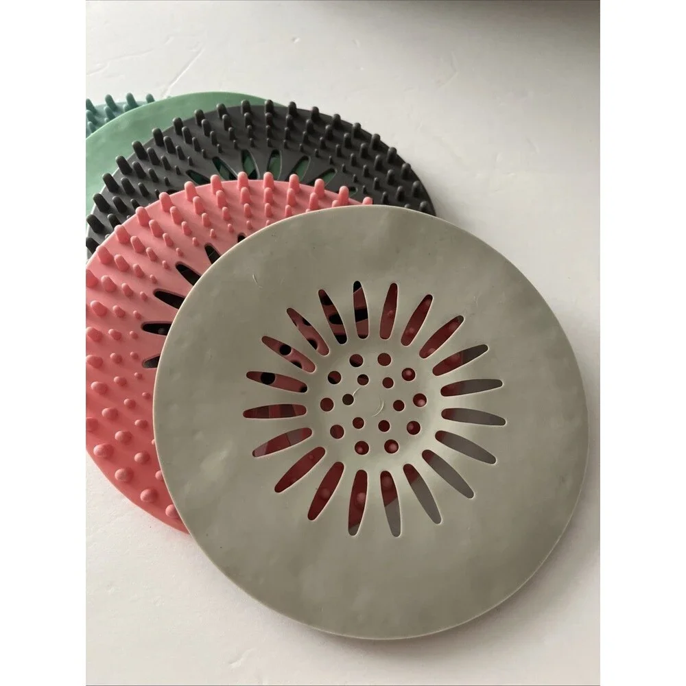 Drain Stop & Hair Catcher - Drain Stopper Silicone Lot - 5 All Different Colors